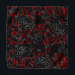 Gothic Red Damask Floral Wedding Pocket Square Bandana<br><div class="desc">A dramatic black and red wedding pocket square to match the wedding neck tie featuring black and gothic red floral damask mixed with black and gray vintage florals. Makes a perfect pocket square for groom and groomsmen.</div>