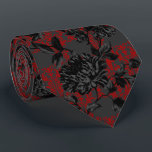 Gothic Red Damask Gray Black Floral Wedding  Neck Tie<br><div class="desc">A dramatic gothic red black and charcoal gray wedding neck tie featuring floral damask mixed with black and gray vintage florals. Makes a perfect neck tie for groom and groomsmen.</div>