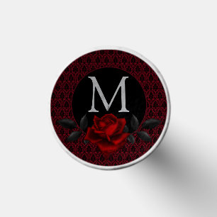 Gothic Red Damask Rose Monogram Golf Tees