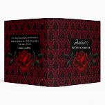 Gothic Red Damask Rose Wedding 3 Ring Binder