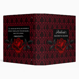 Gothic Red Damask Rose Wedding 3 Ring Binder