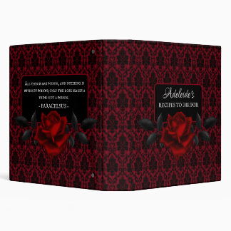 Gothic Red Damask Rose Wedding 3 Ring Binder