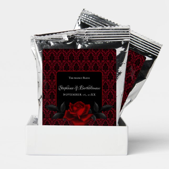 Gothic Red Damask Rose Wedding Coffee Drink Mix (Pair)