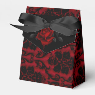 Gothic Red Damask Rose Wedding Favor Boxes
