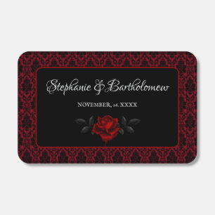 Gothic Red Damask Rose Wedding Matchboxes