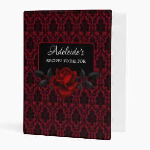 Gothic Red Damask Rose Wedding Mini Binder