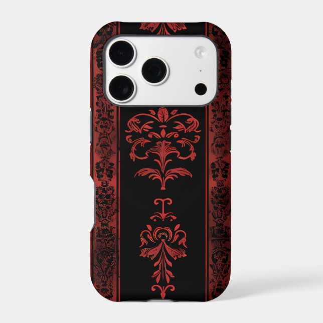 Gothic Red Damask Stripe Phone Case  (Back)