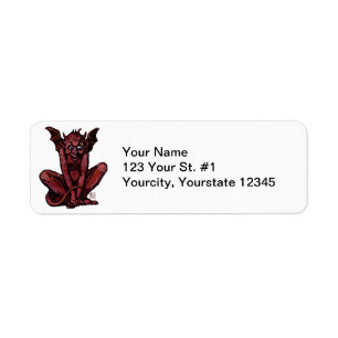 Gothic Red Goblin Fantasy Demon Creature Label