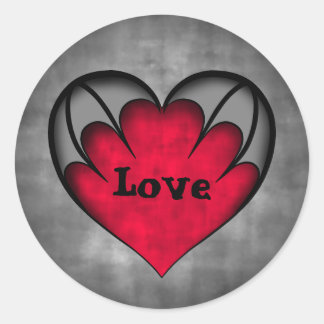 Gothic red heart Valentine's day Love Classic Round Sticker