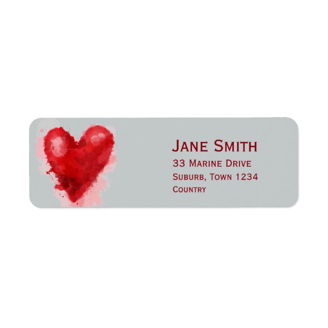 Gothic red heart watercolour illustration art label (Front)