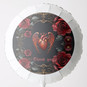 Gothic Red Heart with Roses – Dark Romantic Balloon