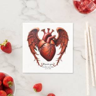Gothic Red Heart with Roses – Dark Romantic Napkins