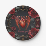 Gothic Red Heart with Roses – Dark Romantic  Paper Plates