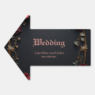 Gothic Red Heart with Roses – Dark Romantic  Sign