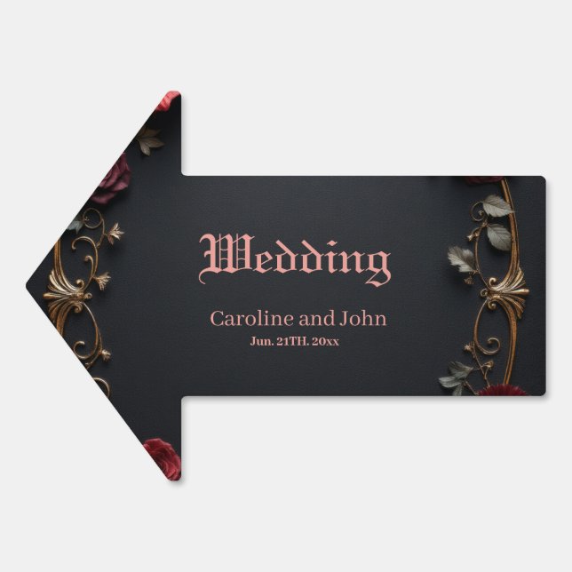 Gothic Red Heart with Roses – Dark Romantic  Sign (Front)