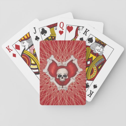 Gothic Red Heat Made of Bones Skull Abstract Lines Playing Cards