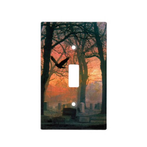 Gothic Red Raven Graveyard Light Switch Cover