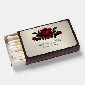 Gothic Red Rose Antique Gold Matchboxes