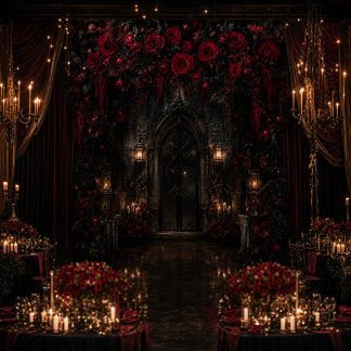 Gothic Red Rose Backdrop | Luxury Romantic