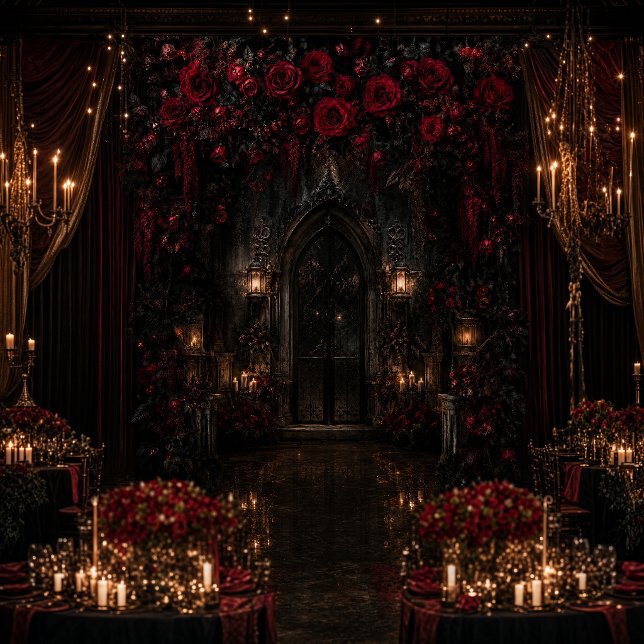 Gothic Red Rose Backdrop | Luxury Romantic  (Gothic Red Rose Backdrop | Luxury Romantic)