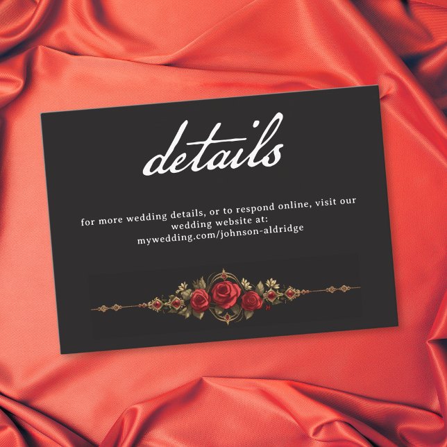 Gothic Red Rose Border Until Death Wedding Enclosure Card (Gothic Red Rose Border Until Death Wedding Enclosure Card)