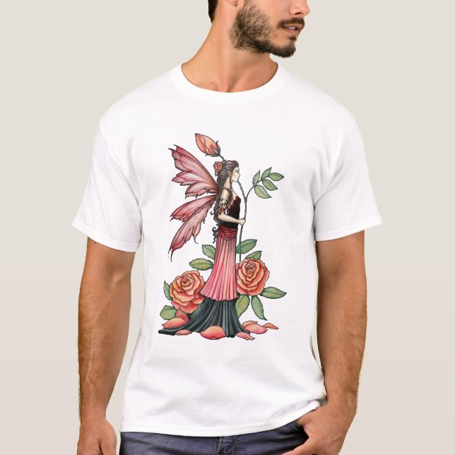Gothic Red Rose Fairy Tote Bag by Molly Harrison T-Shirt (Front)