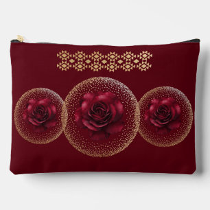 Gothic Red Rose & Gold Personalized  Accessory Pouch