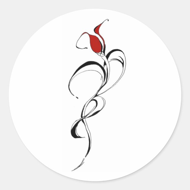 Gothic Red Rose Lady Surreal Tribal Tattoo Art Classic Round Sticker (Front)