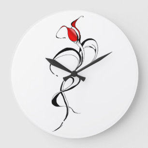 Gothic Red Rose Lady Surreal Tribal Tattoo Art Large Clock