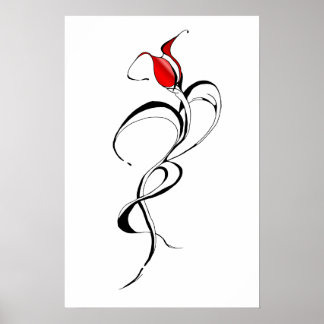 Gothic Red Rose Lady Surreal Tribal Tattoo Art Poster