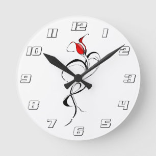 Gothic Red Rose Lady Surreal Tribal Tattoo Art Round Clock