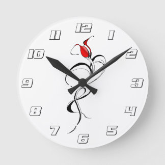 Gothic Red Rose Lady Surreal Tribal Tattoo Art Round Clock