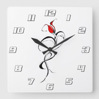 Gothic Red Rose Lady Surreal Tribal Tattoo Art Square Wall Clock