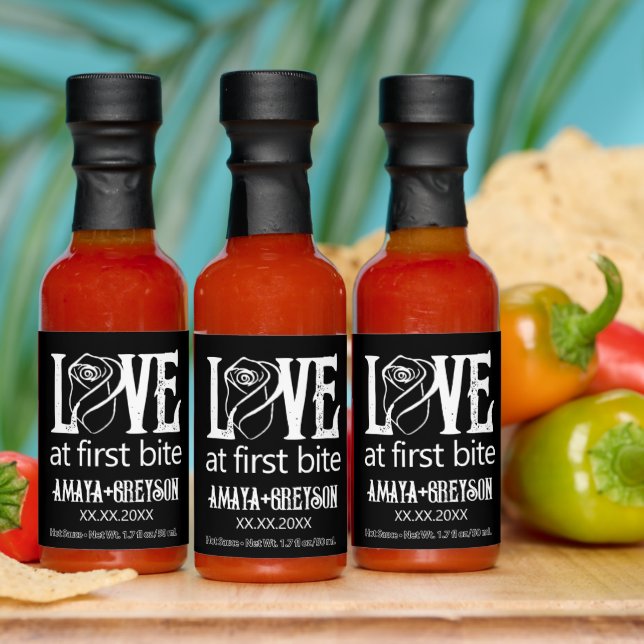 Gothic Red Rose Love at First Bite Wedding Hot Sauces (Multi)