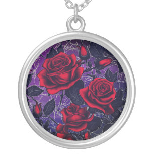 Gothic Red Rose Necklace