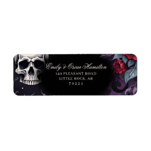 Gothic Red Rose & Skull Elegant Return Address Label