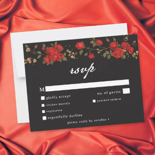 Gothic Red Rose Until Death Do Us Part Wedding RSVP Card