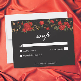 Gothic Red Rose Until Death Do Us Part Wedding RSVP Card