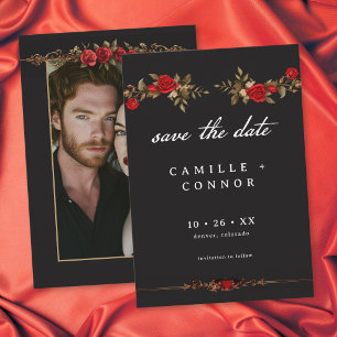 Gothic Red Rose Until Death Photo Wedding Save The Date