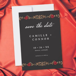 Gothic Red Rose Until Death Wedding Save The Date