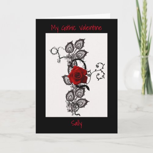 Gothic red rose Valentines Card