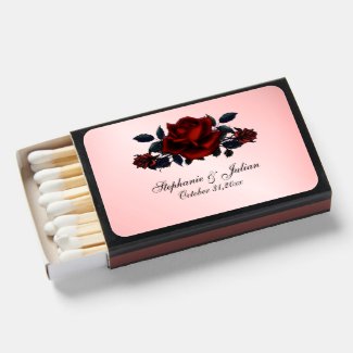 Gothic Red Rose Wedding Matchboxes