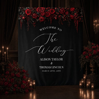 Gothic Red Rose Wedding Welcome Backdrop | Luxury