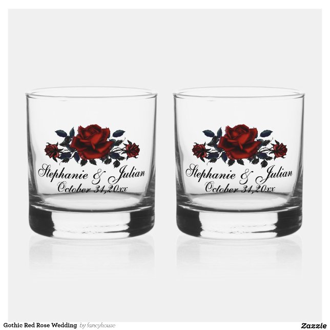 Gothic Red Rose Wedding  Whiskey Glass (Creator Uploaded)