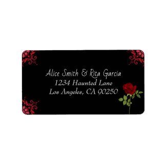 Gothic Red Roses and Black Wedding Address Label