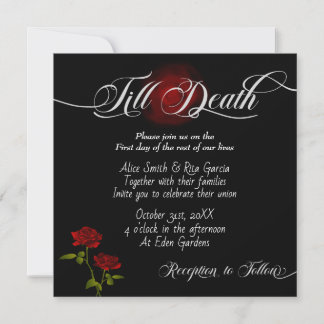 Gothic Red Roses and Black Wedding Invitations