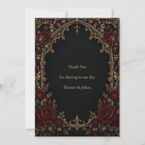 Gothic Red Roses Arch Wedding Thank You Card