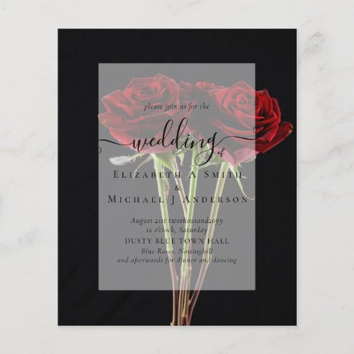 Gothic Red Roses Goth Wedding Invite Flyer