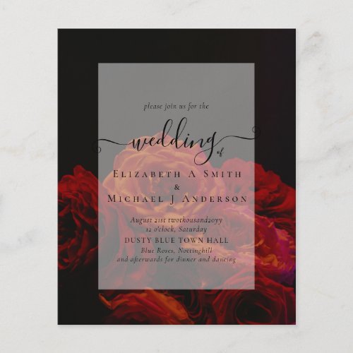 Gothic Red Roses Goth Wedding Invite Flyer