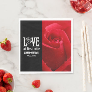 Gothic Red Roses Love at First Bite Wedding Napkins